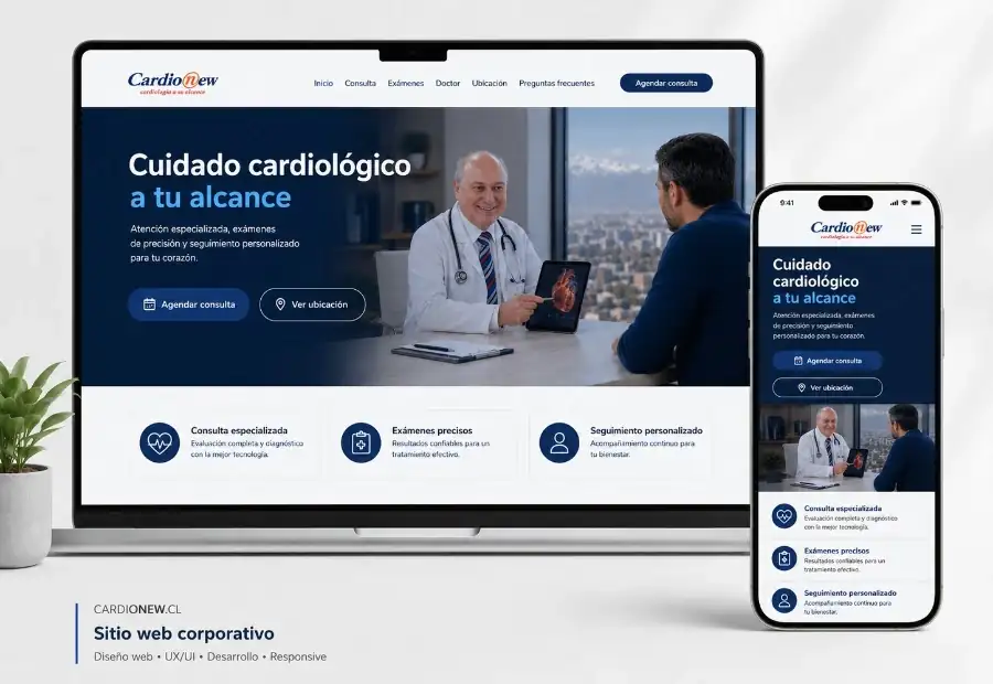 Mockup del sitio web corporativo CardioNew